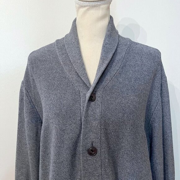 AIGLE MEN'S GREY 100% COTTON SHAWL LAPEL CARDIGAN - L - Picture 4 of 13